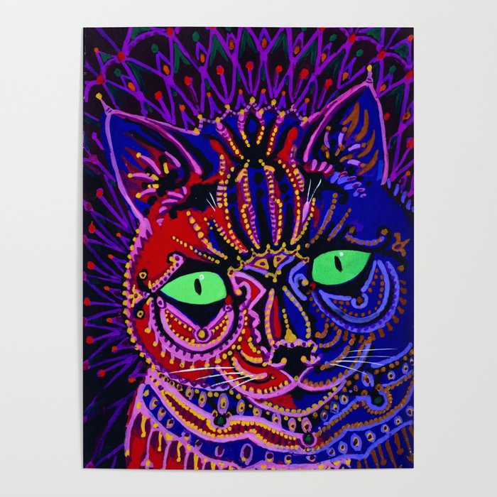 Vintage Psychedelic Cat By Louis Wain Poster