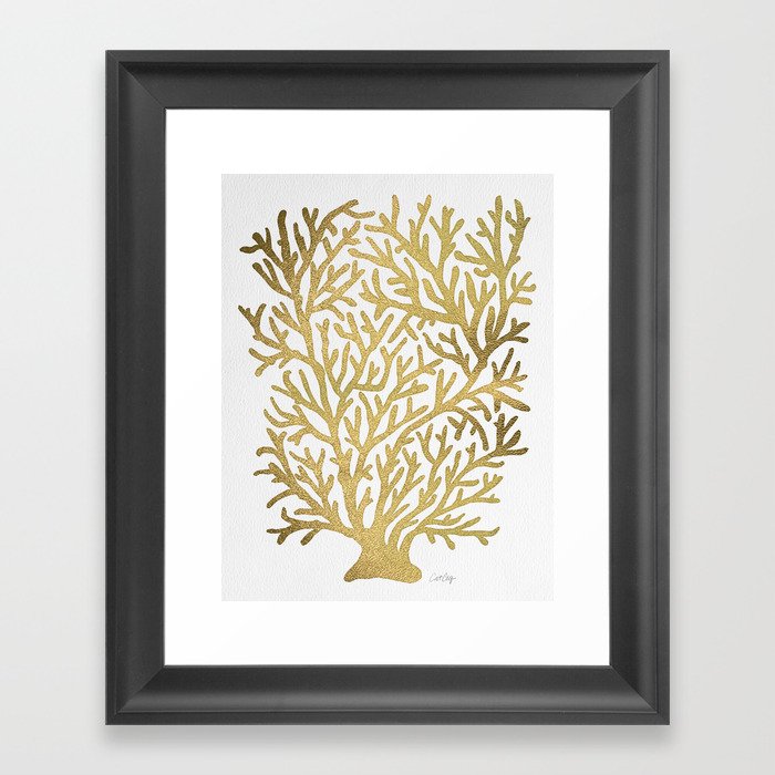 Gold Coral Framed Art Print