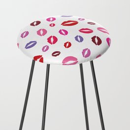 Lipstick kisses on white background. Digital Illustration background Counter Stool
