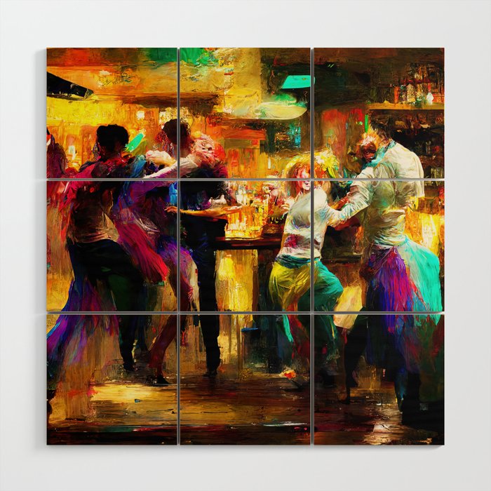 Dancing in a bar Wood Wall Art