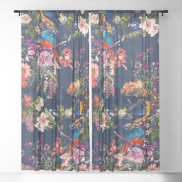 FLORAL AND BIRDS XII Sheer Curtain