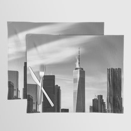 New York City Views From the Brooklyn Bridge | Black and White Travel Photography Placemat