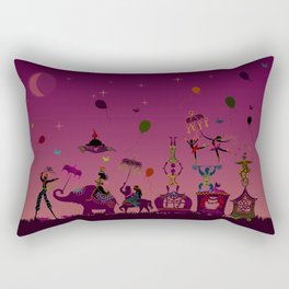 colorful circus carnival traveling in one row at night Rectangular Pillow