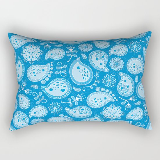 Hedgehog Paisley_Blue Pool Rectangular Pillow