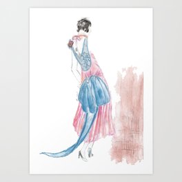 1920's Fashion Lady Sketch  Art Print