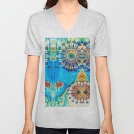 Unison Colorful Mandala Abstract Art V Neck T Shirt
