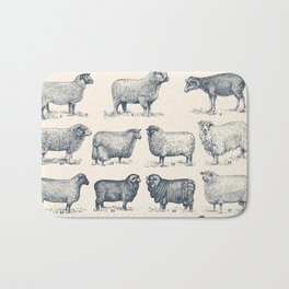 Types of Sheep Bath Mat | Lamb, Ink, Sheep, Cute, Science, Nature, Wool, Chart, Engraving, Winter 
