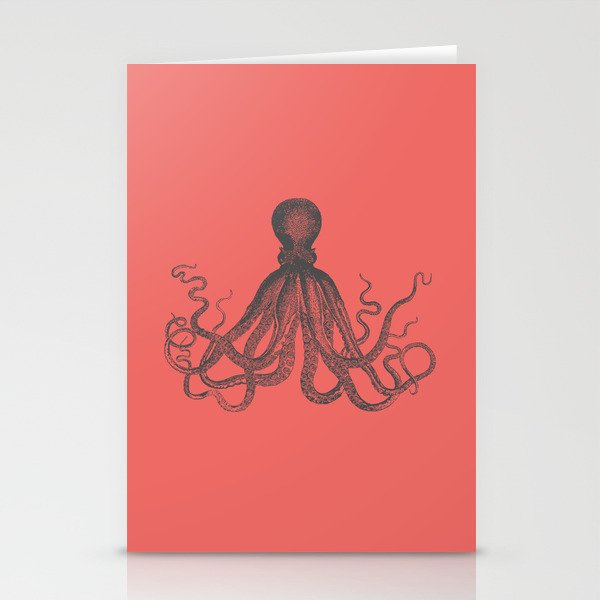 Octopus in Coral  Stationery Cards