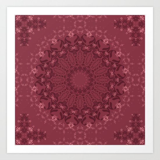 Beautiful round ornament red - brown . Art Print