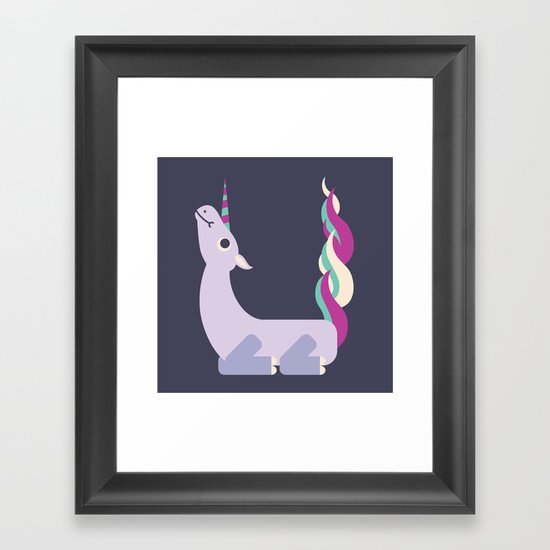 Letter U // Animal Alphabet // Unicorn Monogram Framed Art Print