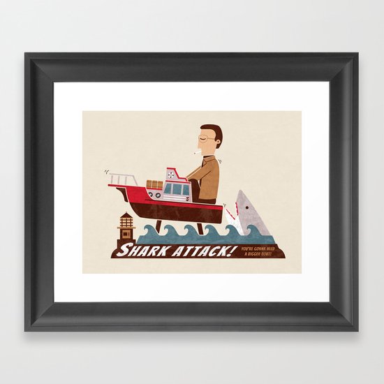 Shark Attack Framed Art Print