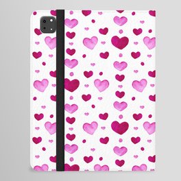 Valentine Day watercolor pink hearts iPad Folio Case