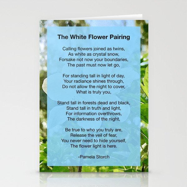 The White Flower Pairing Poem Stationery Cards