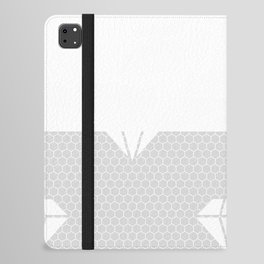 White Diamond Lace Horizontal Split on Silver Grey iPad Folio Case