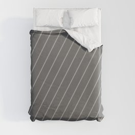 [ Thumbnail: Dark Grey and Dim Grey Colored Stripes Pattern Duvet Cover ]