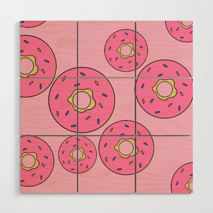 Pink Donut Wood Wall Art