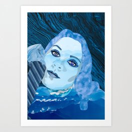 Blue Girl Portrait Art Print