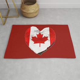 I Love Canada - Canadian Flag Heart Art Area & Throw Rug