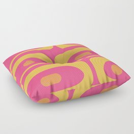 Mid Century Modern Piquet Abstract Pattern in Bright Pink and Mustard Floor Pillow