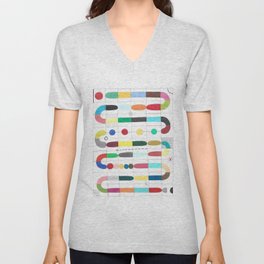 Colorful path. Abstract geometric colorful grid colored pencil whimsical original drawing of mysterious snake. V Neck T Shirt