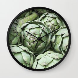 Artichoke vegetable green art print- farmersmarket stand in France - food and travel photography Wall Clock