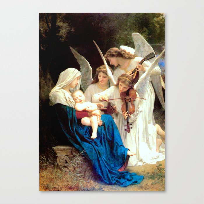 Madonna and Child Jesus and Angels Virgin Mary Art Our Lady Painting Canvas Print