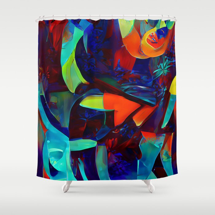 Abstract Blue Glass Shower Curtain