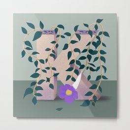 Vase K King Mental Metal Print | Mellowtone, Floral, Letterk, Drawing, Vase, Purple, Flower, Digital, Kingmental, Texture 