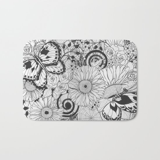 Flowers and butterflies Bath Mat
