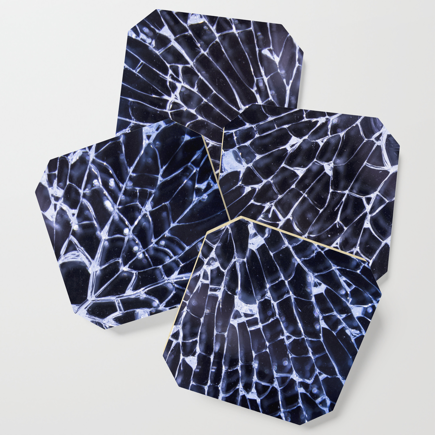 Abstract Art Of Broken Glass Close Up Shot In Dark Background
