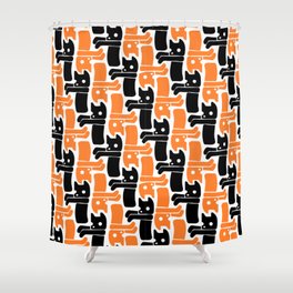 orange & black cat Shower Curtain