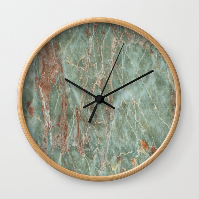 Sage and Rust Marble Wall Clock