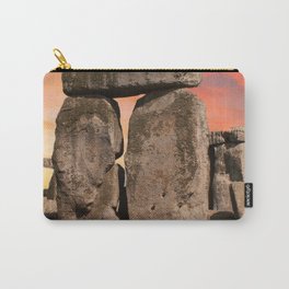 Great Britain Photography - Red Sunset Over The Famous Stonehenge Carry-All Pouch