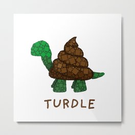 Turdle - Poop - Turtle - 57 Montgomery Art Metal Print | Bathroomhumor, Black And White, Poo, Digital, Pop Art, Squares, Turtles, Ink Pen, Shapes, Pattern 