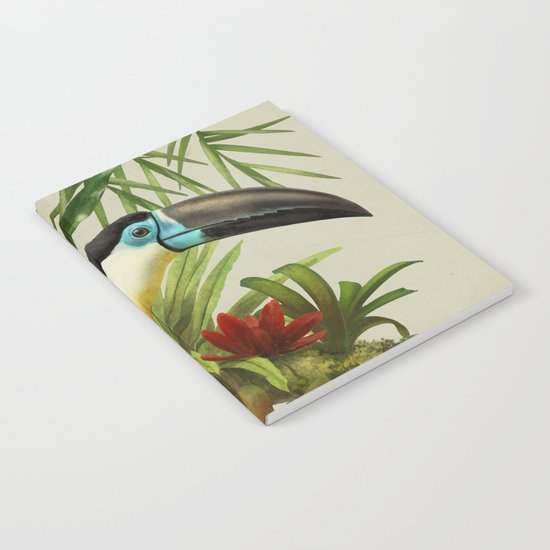 Channel- billed toucan vintage illustration. Notebook