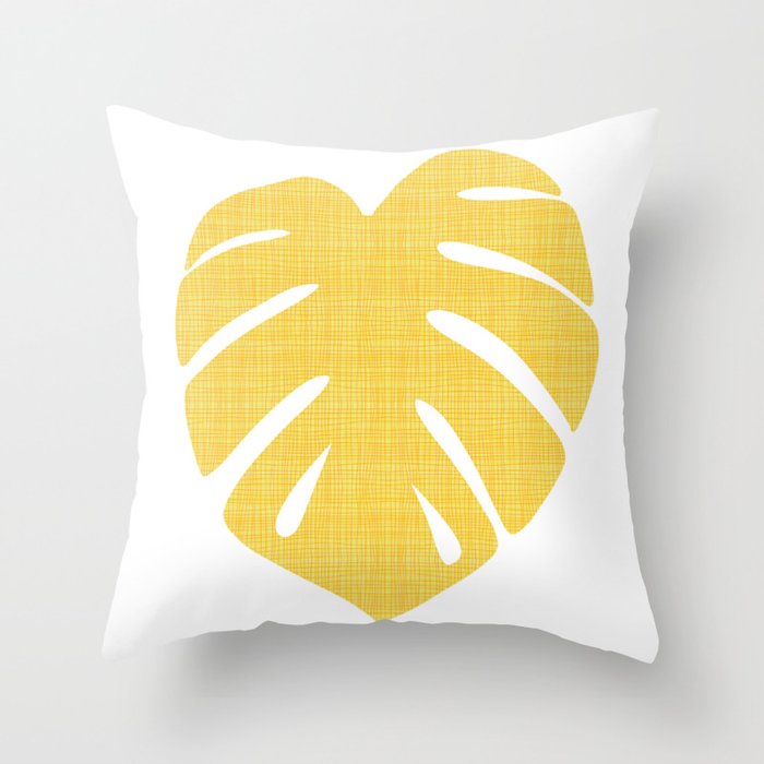 Tropical Leaf in Red and Yellow Throw Pillow