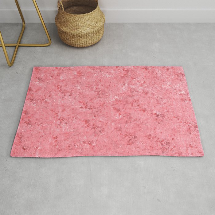 Pink Red White Coral Sponge Painting Rug