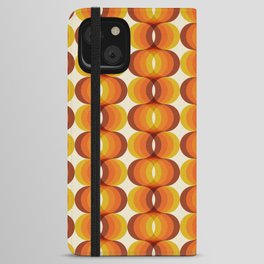 Orange, Brown, and Ivory Retro 1960s Wavy Pattern iPhone Wallet Case