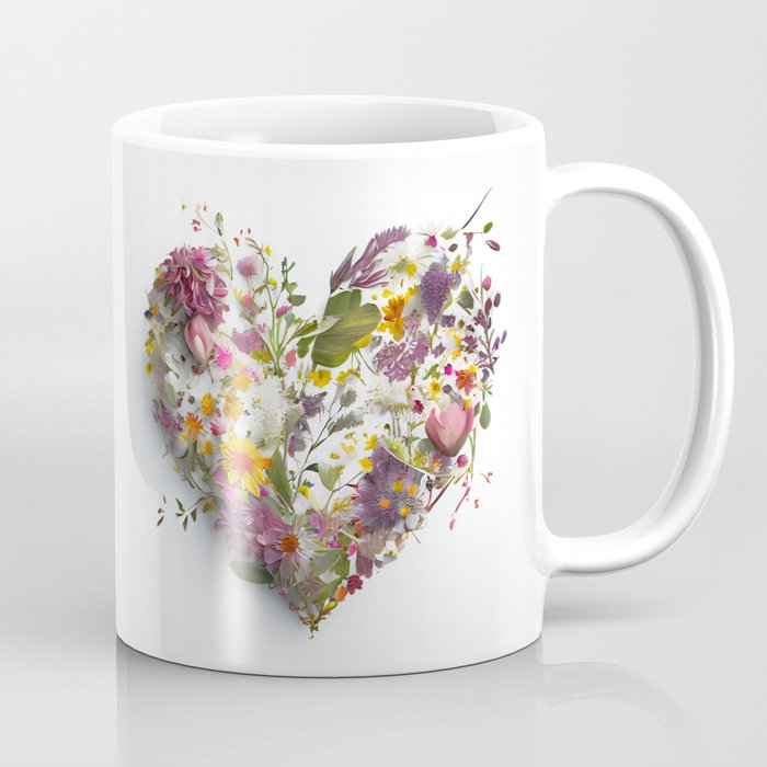 Sweetheart Blooms Floral Hearts Print Coffee Mug