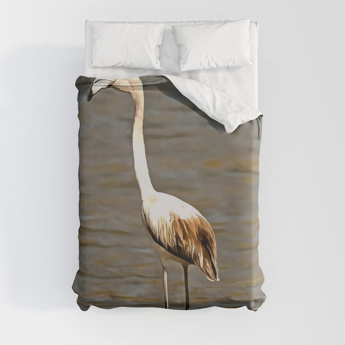 Perfection Takes Time Flamingo Fledgling Art Duvet Cover
