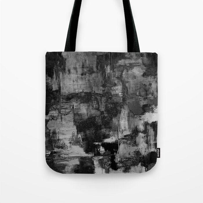 Crackled Gray - Black, white and gray, grey textured abstract Tote Bag