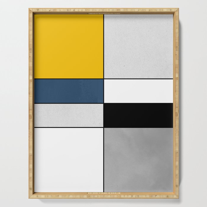 Simple modern geometric Mondrian style art #455a Serving Tray