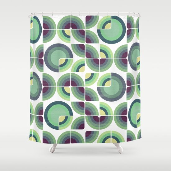Green Fields Pattern Shower Curtain