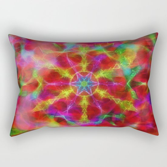 Vibrant kaleidoscope in red mist Rectangular Pillow