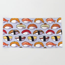 Nigiri Sushi Pattern Beach Towel