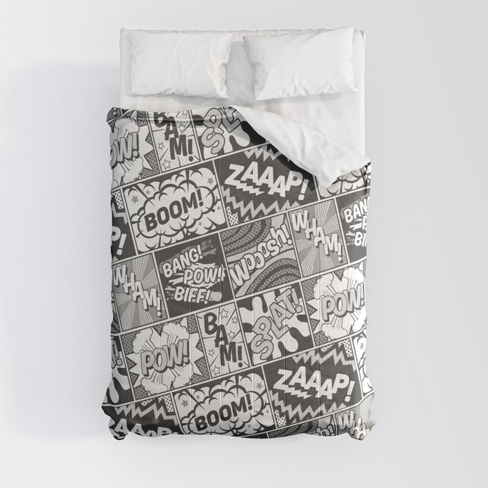 Black and White Modern Comic Book Superhero Pattern Color Colour