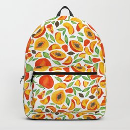 Peaches – Green Leaves Backpack | Summer, Food, Catcoq, Painting, Veggies, Fruits, Peach, Nature, Fruit, Illustration 
