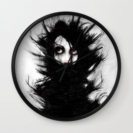 Coiling and Wrestling. Dreaming of You Wall Clock | Painting, Mixed Media, Illustration, Pop Surrealism, Gothic, Goth, Dark, Girl 
