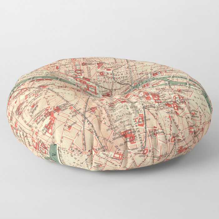 Vintage Map of Paris France (1910) Floor Pillow
