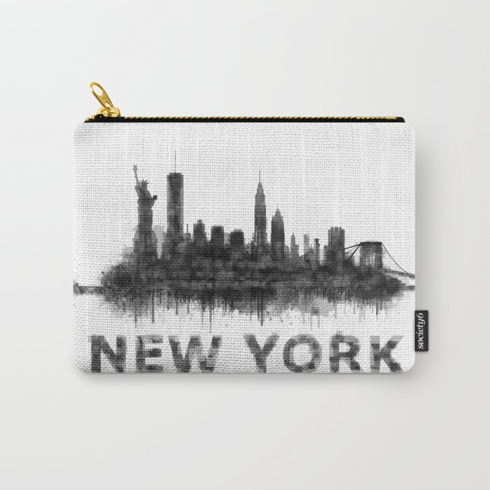 NY New York City Skyline NYC Black-White Watercolor art Carry-All Pouch